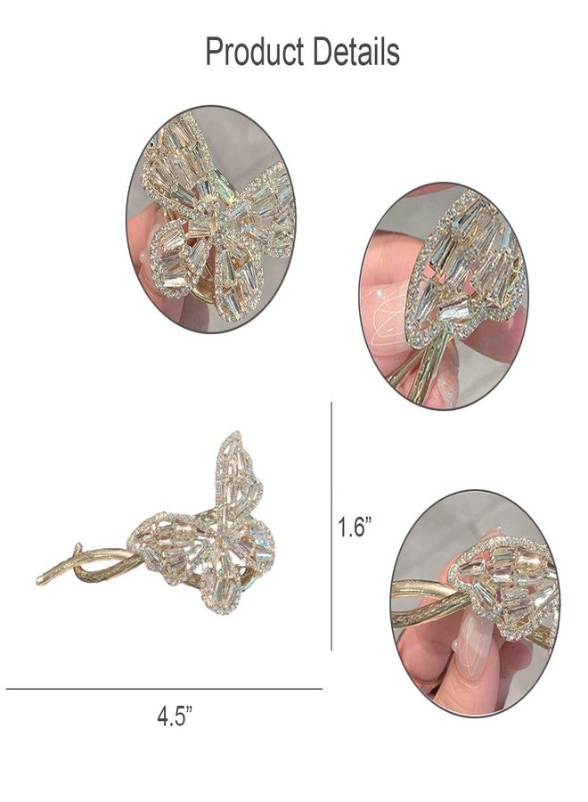 Ashkash 1Pcs French Twist N Clip,Slide Barrettes, Hair Clip,Bun Fixing Hairpins, Zircon Butterfly Hair Clips,Rhinestone Hair Twist Clips,Hair Clips Accessories for Women Girls (silver-Butterfly) - Image 2