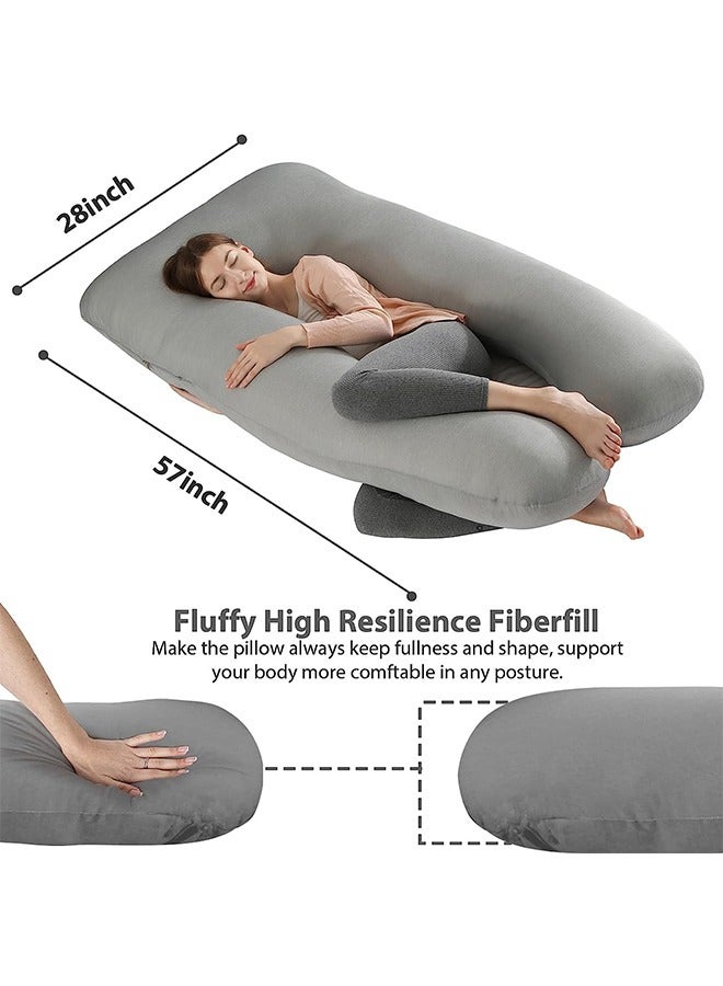 Arabest Pregnancy Pillows for Sleeping,U Shaped Maternity Full Body Pillow for Pregnant Women with Hip,Leg,Back,Belly Support,Washable Jersey Cover Included(Light Grey) - Image 2
