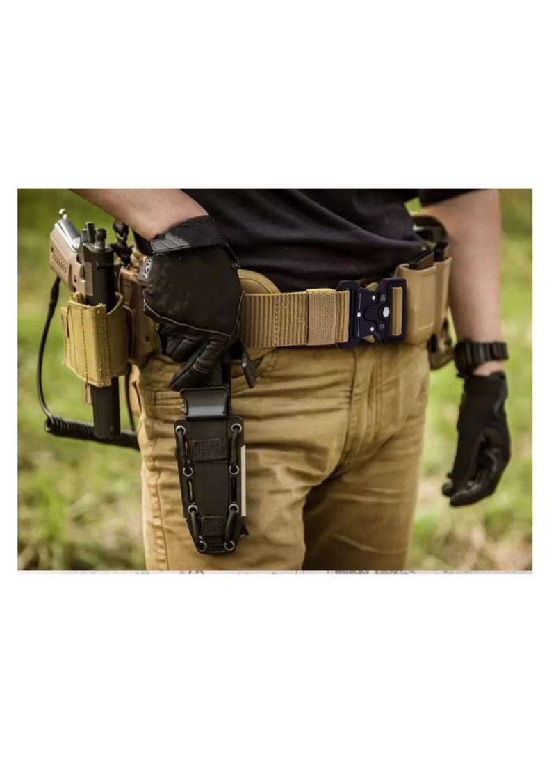 Generic Traing Tactical Belt Military Style Girdle Utility for Men Waistband Nylon Webbing Band with V-Ring Heavy-Duty Quick-Release Zinc Alloy Buckle Elastic Ring Allergy Free - Black  - Image 4