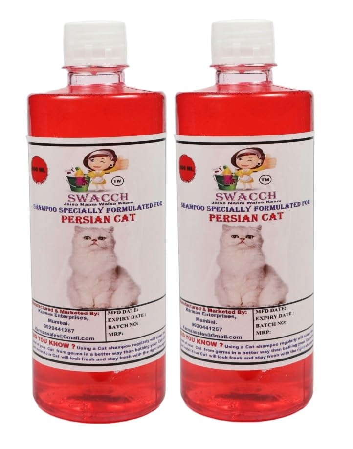 Swacch Persian Cat Shampoo -500ml (Pack of 2) (Strawberry) + Bath Brush with Adjustable Straps Combo Pack - Image 2