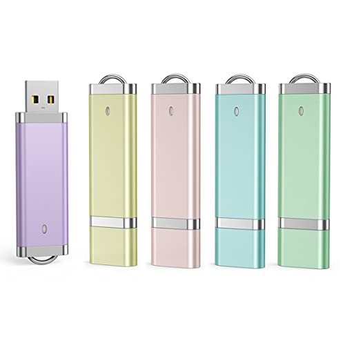 Aiibe 5 Pack 8GB Flash Drive USB Flash Drive Thumb Drives Colorful 8G USB 2.0 Memory Sticks (5 Mixed Colors: Blue Green Yellow Pink Purple) - Image 1