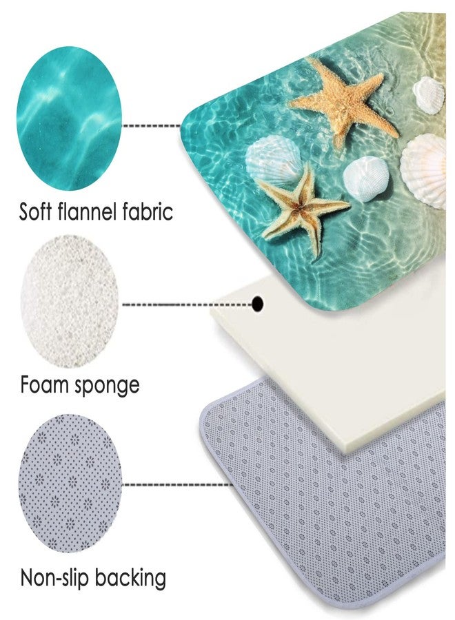 LYFANS Bath Rugs Sponge Foam Absorbent Soft for Bathroom and Kitchen (30 x 17 Inches), Flannel Mat Non Slip Bright 3D Print for Bedside and Living Room (Scallop Starfish) - Image 2