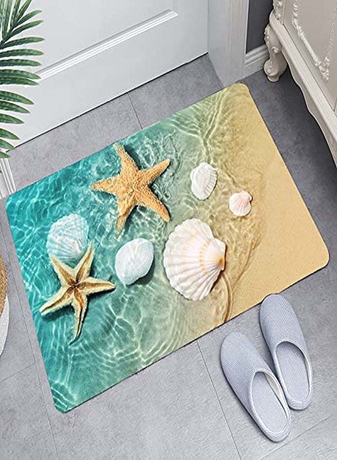 LYFANS Bath Rugs Sponge Foam Absorbent Soft for Bathroom and Kitchen (30 x 17 Inches), Flannel Mat Non Slip Bright 3D Print for Bedside and Living Room (Scallop Starfish) - Image 5
