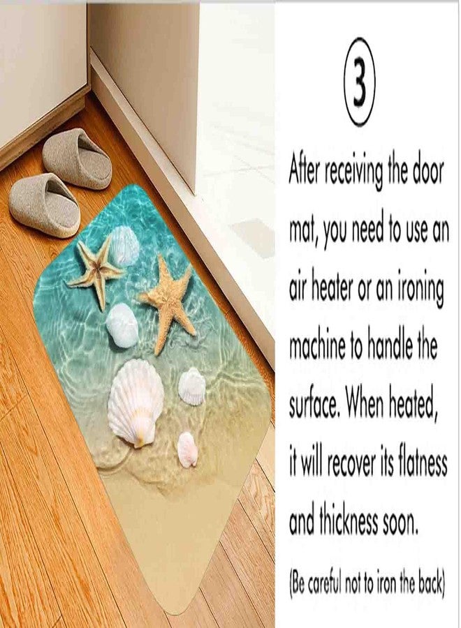 LYFANS Bath Rugs Sponge Foam Absorbent Soft for Bathroom and Kitchen (30 x 17 Inches), Flannel Mat Non Slip Bright 3D Print for Bedside and Living Room (Scallop Starfish) - Image 4