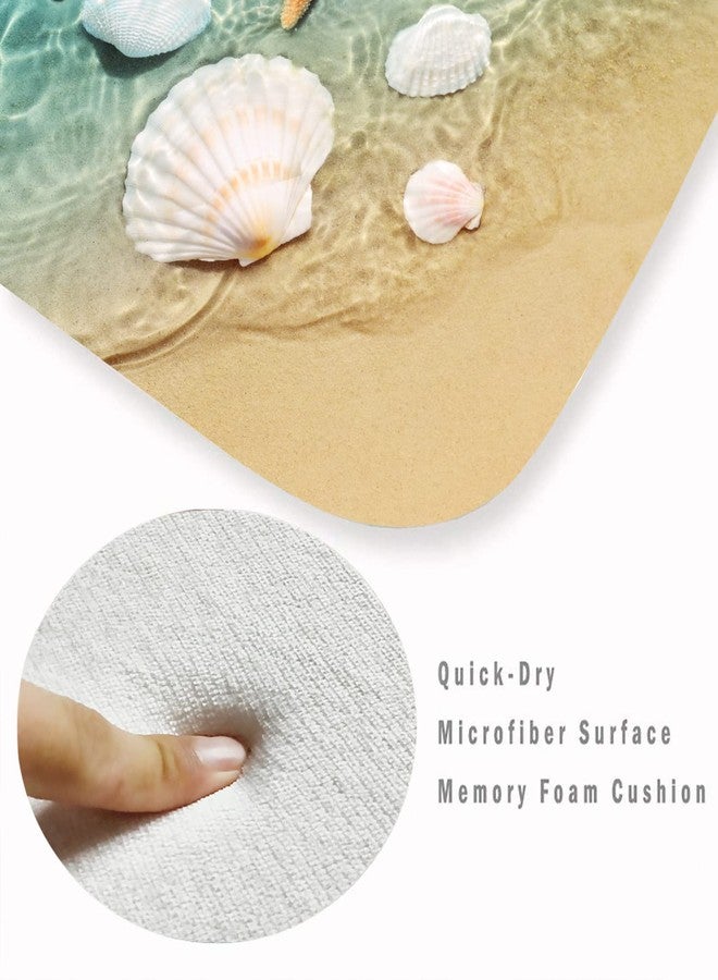LYFANS Bath Rugs Sponge Foam Absorbent Soft for Bathroom and Kitchen (30 x 17 Inches), Flannel Mat Non Slip Bright 3D Print for Bedside and Living Room (Scallop Starfish) - Image 3