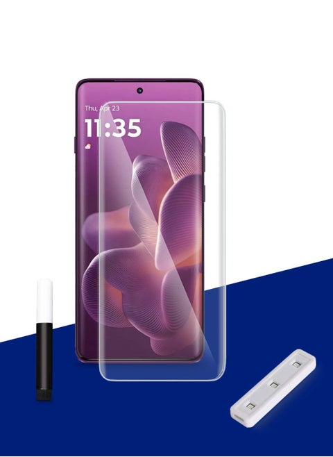 Motorola Edge 60 Pro 5G 2025 Premium Curved Edges UV Full Glue Full Cover Tempered Glass Screen Protector (MSGUCN) - Clear