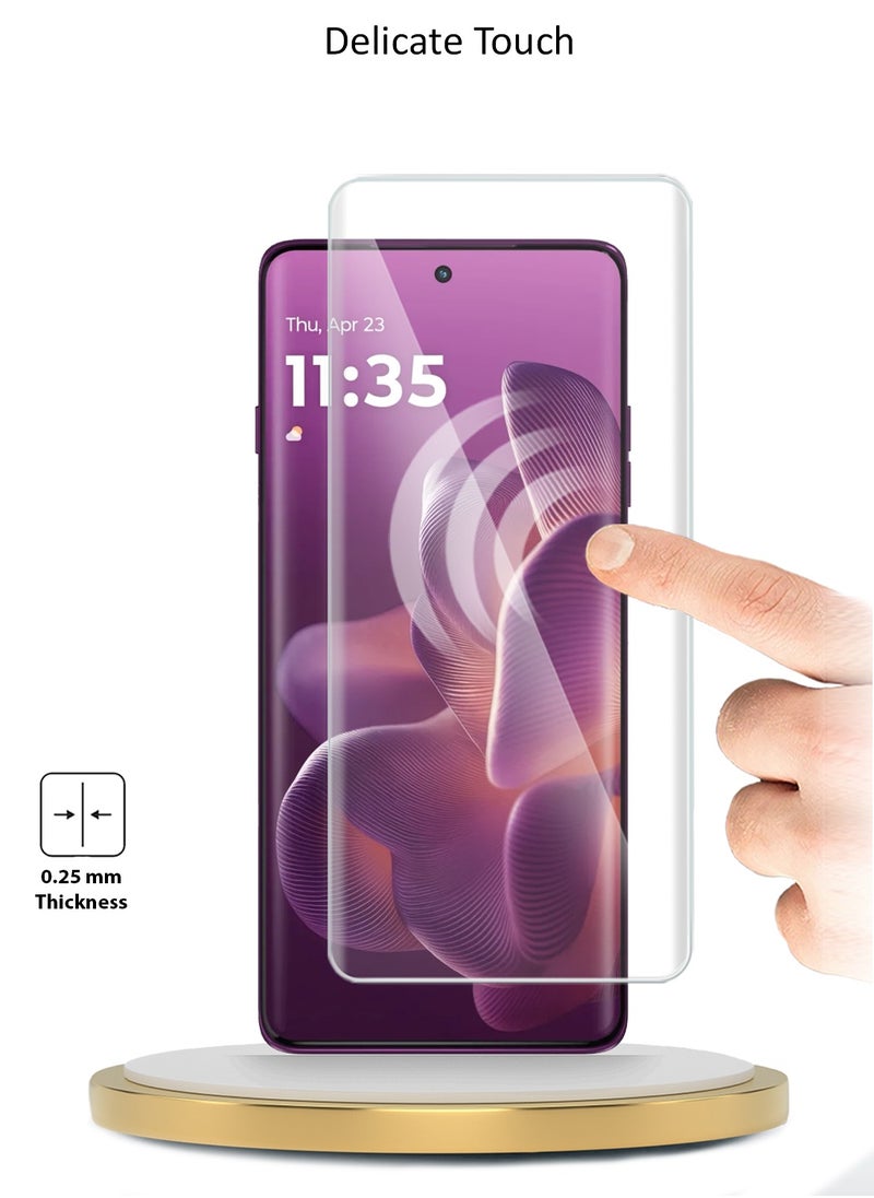 Motorola Edge 60 Pro 5G 2025 Premium Curved Edges UV Full Glue Full Cover Tempered Glass Screen Protector (MSGUCN) - Clear