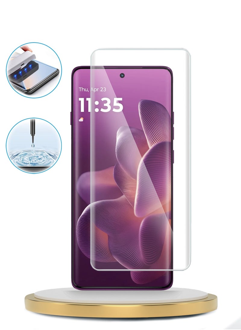 Motorola Edge 60 Pro 5G 2025 Premium Curved Edges UV Full Glue Full Cover Tempered Glass Screen Protector (MSGUCN) - Clear