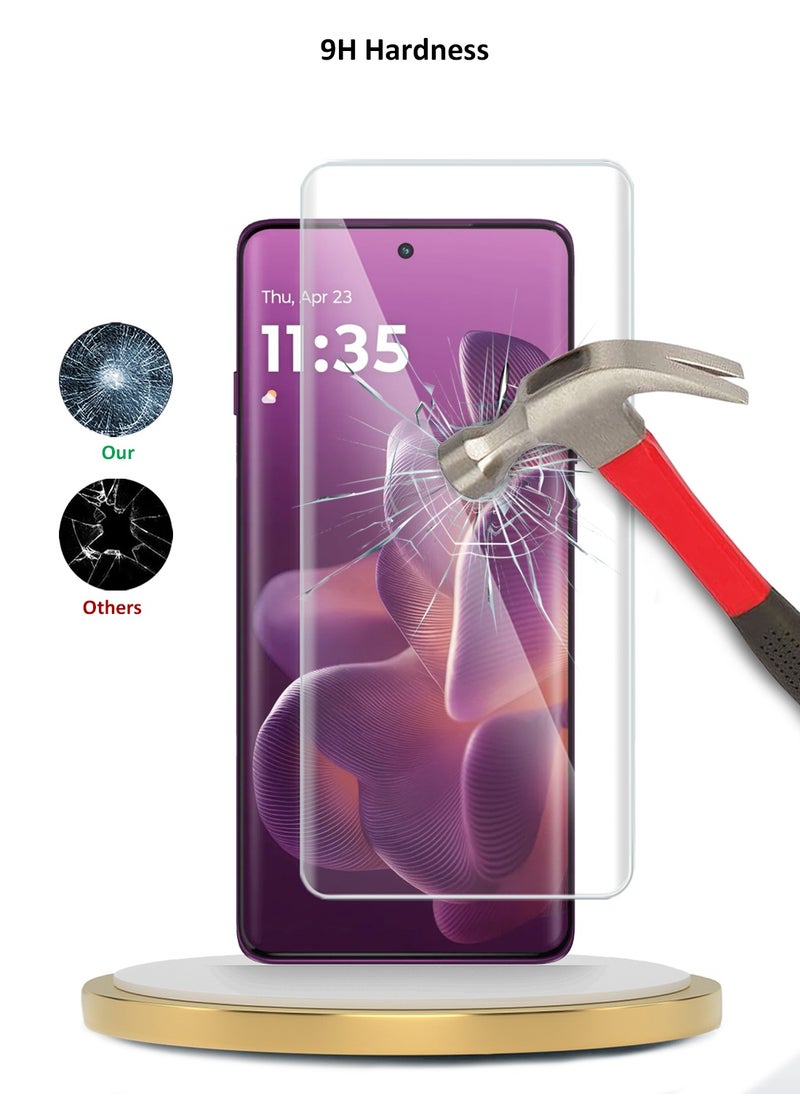 Motorola Edge 60 Pro 5G 2025 Premium Curved Edges UV Full Glue Full Cover Tempered Glass Screen Protector (MSGUCN) - Clear