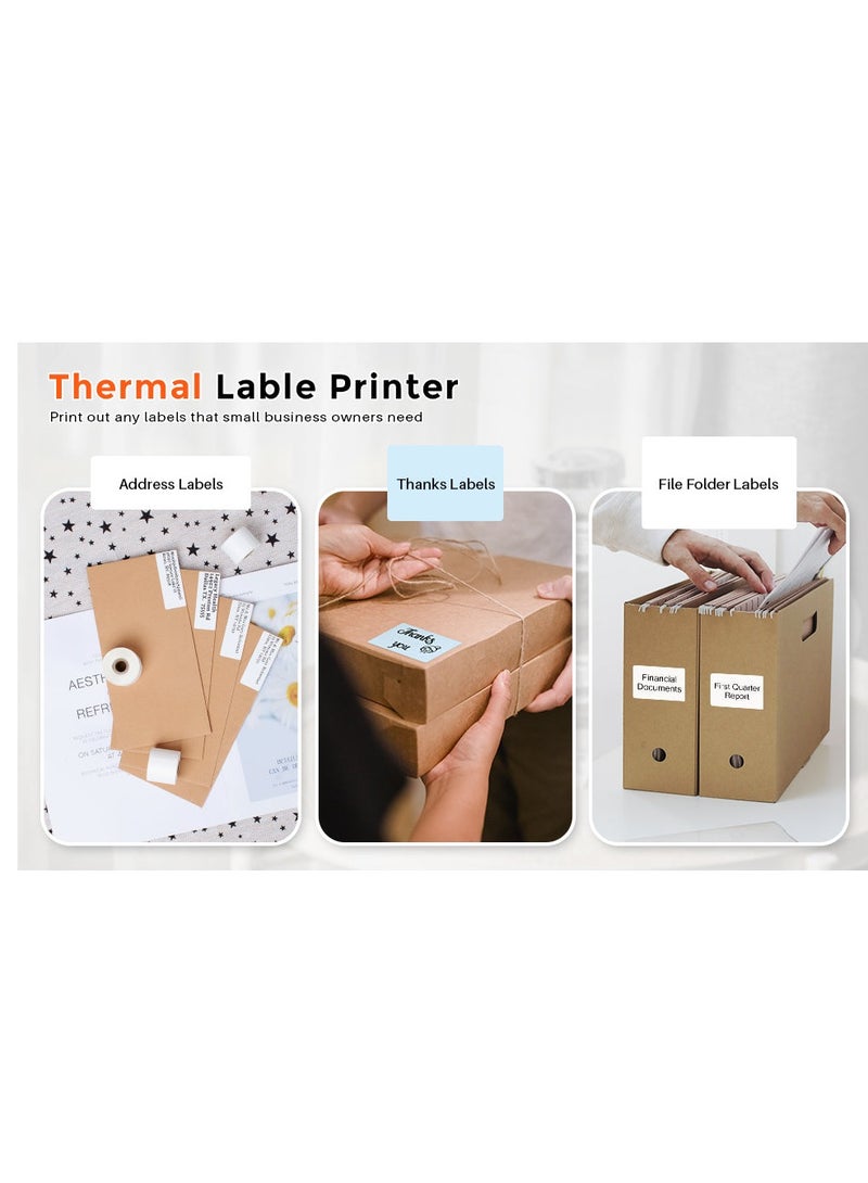 فوميمو M220 Bluetooth Wireless Label Maker Black Barcode Receipt Printer Portable For Retail Shop Address Label Stock Inventory Small Business Home Office Compatible with Phone and PC - Image 2