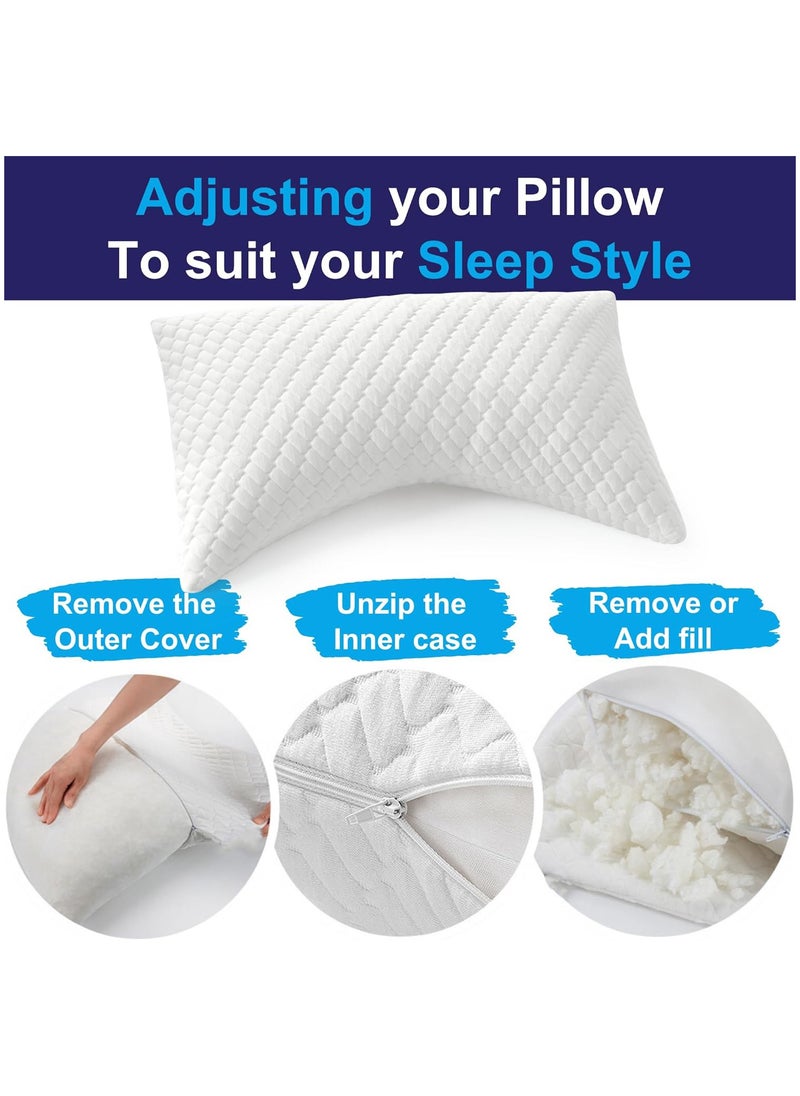 Beauenty Set of 2 Queen Size Bed Pillows for Side and Back Sleepers - Adjustable Filling - Memory Foam Pillows for Neck and Shoulder Pain  - Image 4