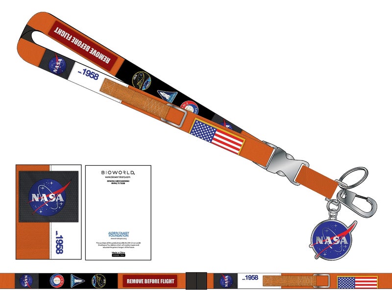 Bioworld Orange Suit Up NASA Lanyard with NASA Logo Keychain - Image 1