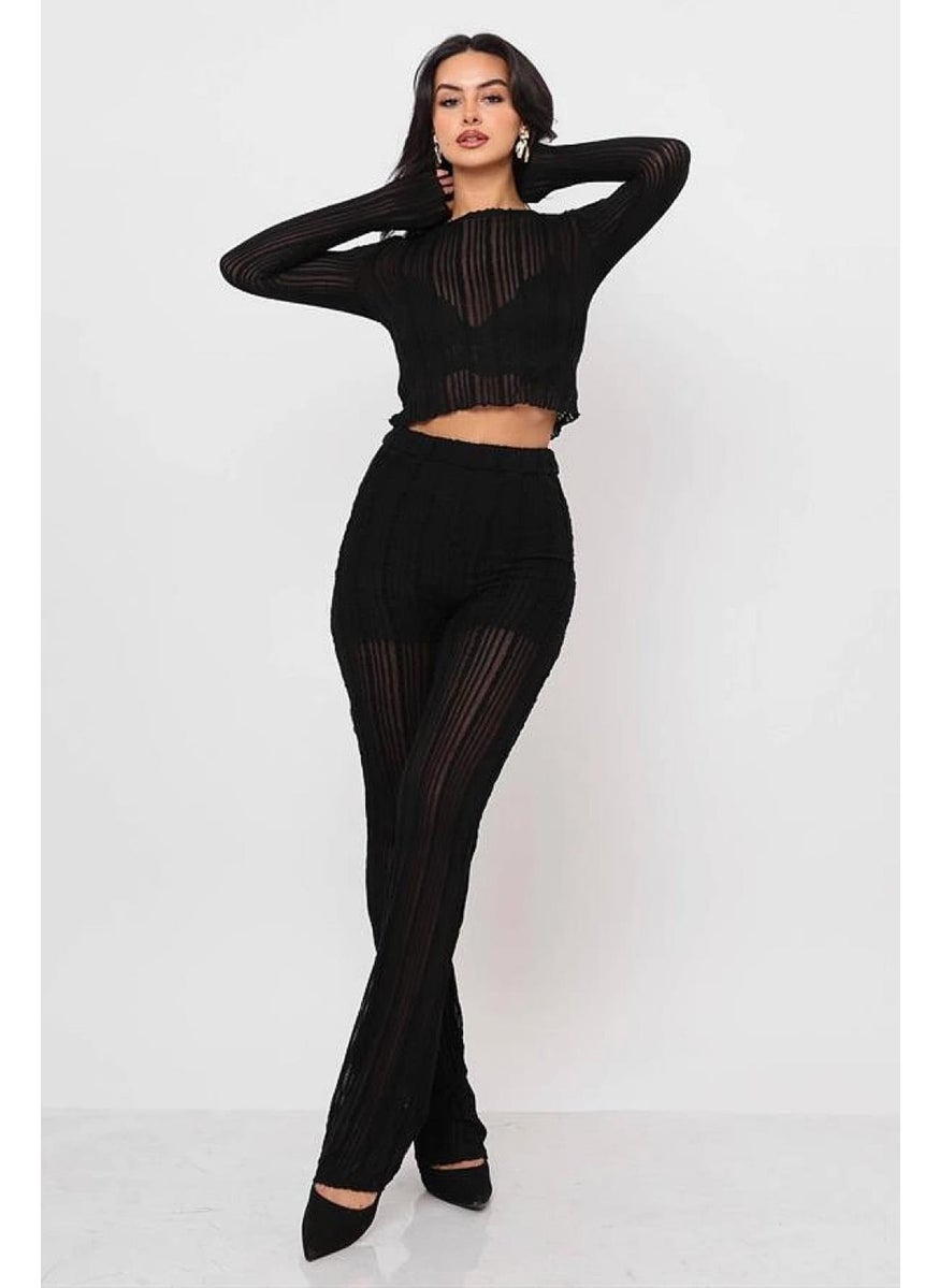 Tena Women's Black Elastic Waist Pants with Shorts Inside  - Image 4
