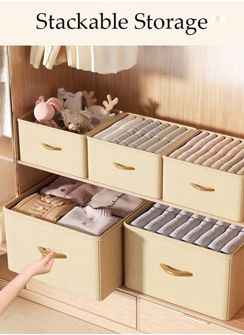 EzzySo 3 pcs Wardrobe Clothes Organizer Foldable Closet Storage Organizer for Clothes Jeans Washable Closet Storage Boxes with Carrying Handles Cube Storage Bin for Home Bedroom Office  - Image 2