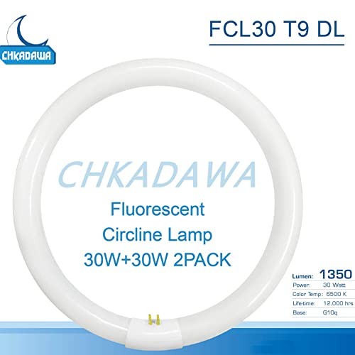 CHKADAWA FC9T9 9 inch Circline Light Bulbs T9 30W, FCL30 Circular Fluorescent Lamp Round 30 Watts Bulb Replacement for Ceiling Fan Fixture, Daylight DL 6500K, G10q 4 Pin Base, 2 Pack - Image 4