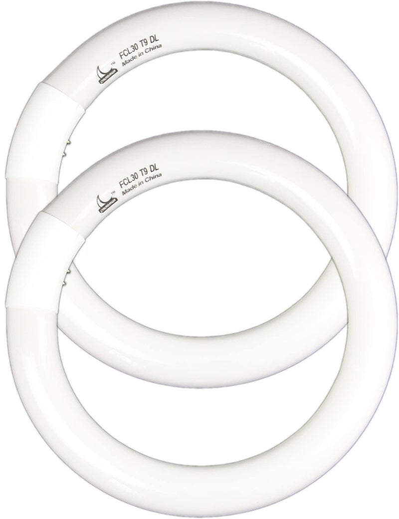 CHKADAWA FC9T9 9 inch Circline Light Bulbs T9 30W, FCL30 Circular Fluorescent Lamp Round 30 Watts Bulb Replacement for Ceiling Fan Fixture, Daylight DL 6500K, G10q 4 Pin Base, 2 Pack - Image 1