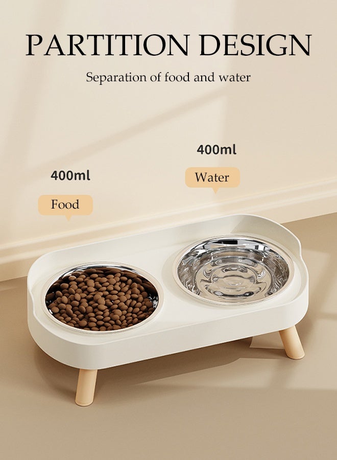 DUNISO Elevated Double Cat Bowls Stainless Steel Cat Feeding Dishes with PP Stand Stand Anti Vomiting Pet Feeding Bowls Non-Slip Protect Pet's Spine Feeding Bowls for Cats and Puppy - Image 3