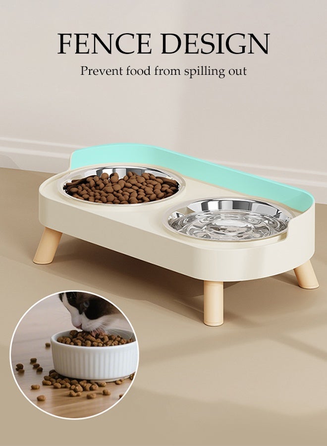 DUNISO Elevated Double Cat Bowls Stainless Steel Cat Feeding Dishes with PP Stand Stand Anti Vomiting Pet Feeding Bowls Non-Slip Protect Pet's Spine Feeding Bowls for Cats and Puppy - Image 2