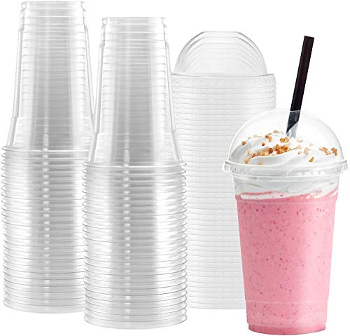 Netko Plastic Cups with Dome Lids 50 Sets Of 16 OZ Cups with Lids