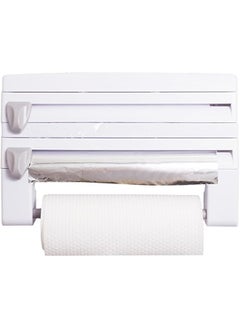 3 Inch 1 Multipurpose Use Kitchen Triple Paper Roll Dispenser And Holder For Kitchen Tissue Paper Roll Aluminum Foil And Plastic Wrapping White