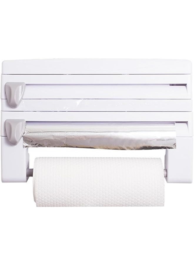 ECVV - 3 Inch 1 Multipurpose Use Kitchen Triple Paper Roll Dispenser And Holder For Kitchen Tissue Paper Roll Aluminum Foil And Plastic Wrapping White - Image 1