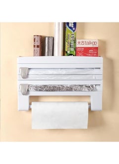 ECVV 3 Inch 1 Multipurpose Use Kitchen Triple Paper Roll Dispenser And Holder For Kitchen Tissue Paper Roll Aluminum Foil And Plastic Wrapping White  - Image 3