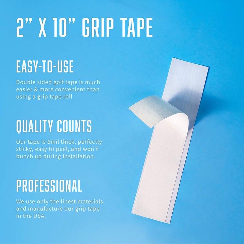 ويدج جايز شريط قبضة الجولف الاحترافي من Wedge Guys مقاس 2 × 10 بوصة، شرائط لاصقة مزدوجة الجوانب تنشط بالمذيبات لإعادة تركيب قبضة مضارب الجولف (خشب، هجين، حديد، إسفين، مضرب)، سهلة التقشير ومقطعة مسبقًا لمضارب الجولف - Image 3