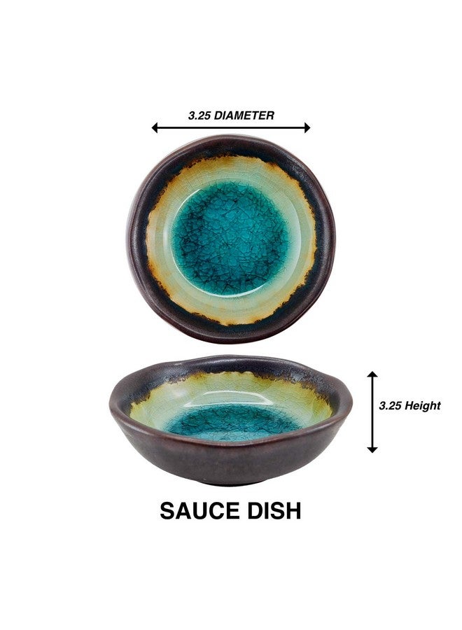 Happy Sales HSST-6CDTQDR 6 PC Japanese Sushi Plate Dinnerware Set Green Ocean, Turquoise - Image 3