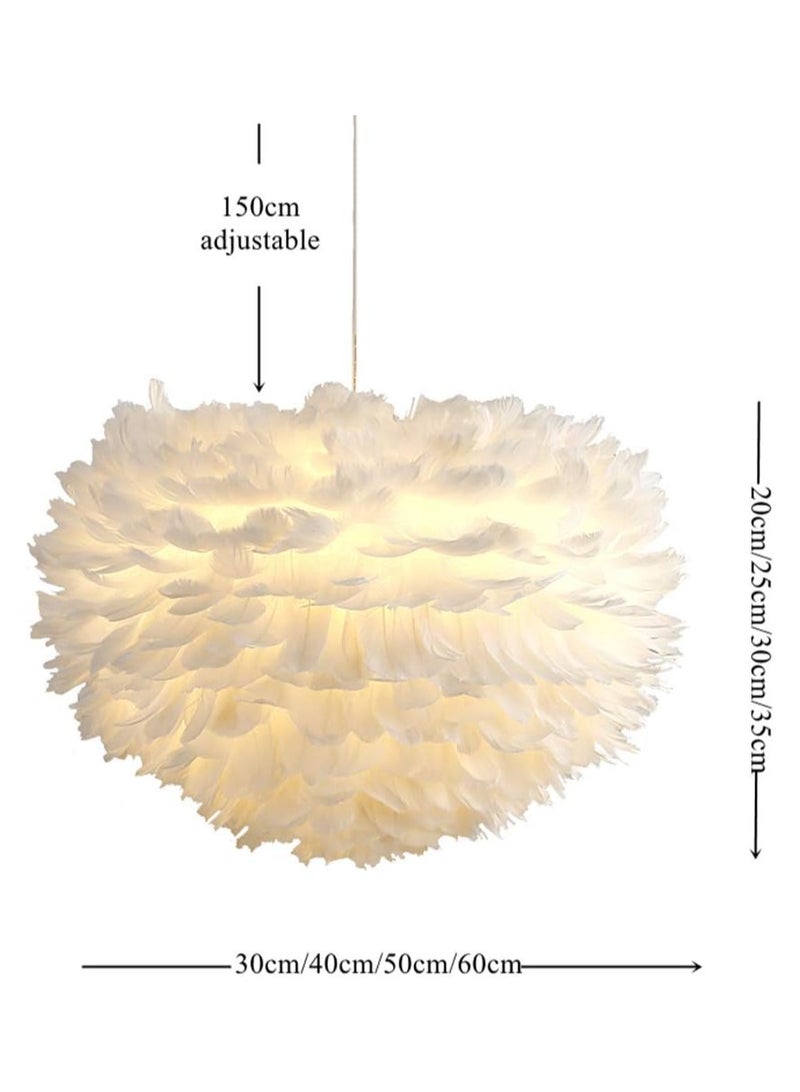 Organized Home Ceiling Lamps Feather Chandelier Hanging Lamp for Children's Room Living Room Bedrooms Restaurant White - Image 2