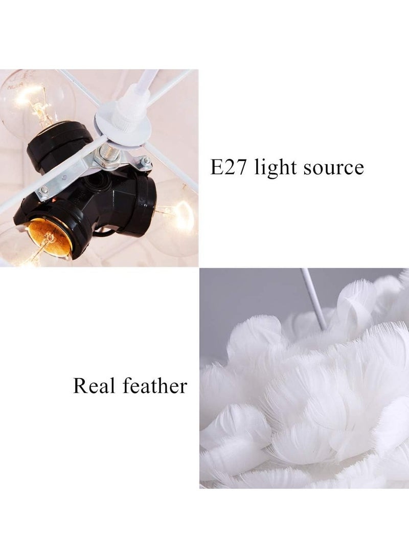 Organized Home Ceiling Lamps Feather Chandelier Hanging Lamp for Children's Room Living Room Bedrooms Restaurant White - Image 3