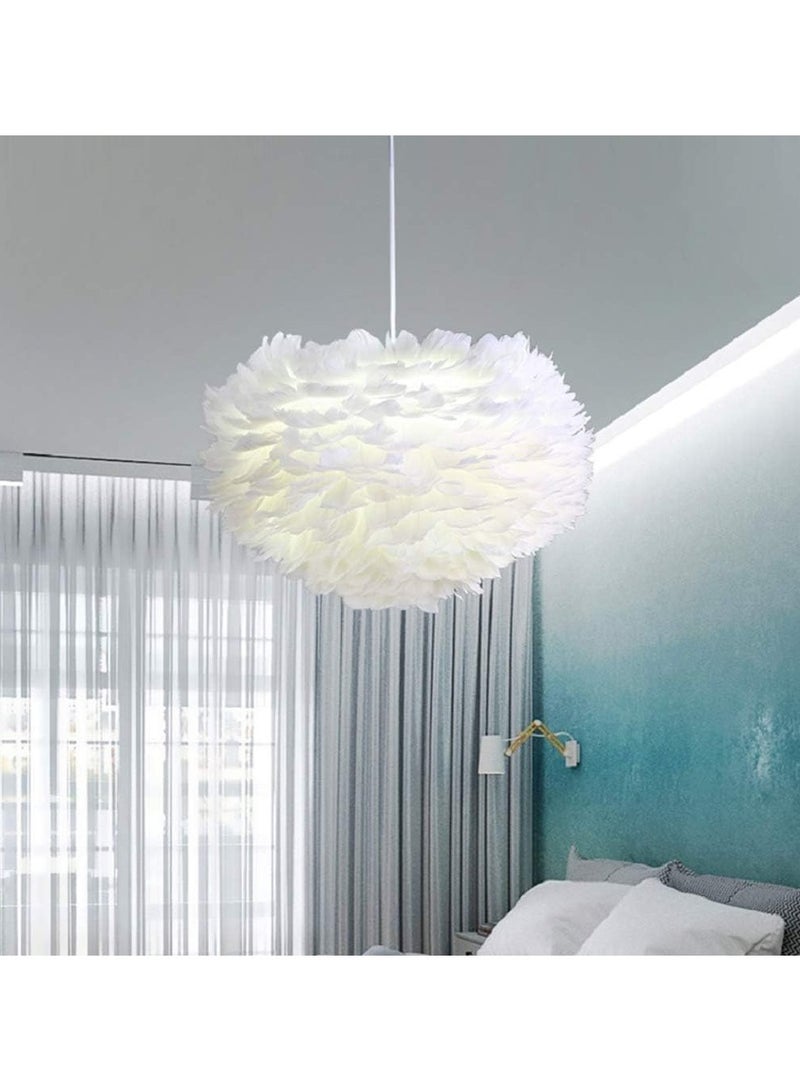 Organized Home Ceiling Lamps Feather Chandelier Hanging Lamp for Children's Room Living Room Bedrooms Restaurant White - Image 4