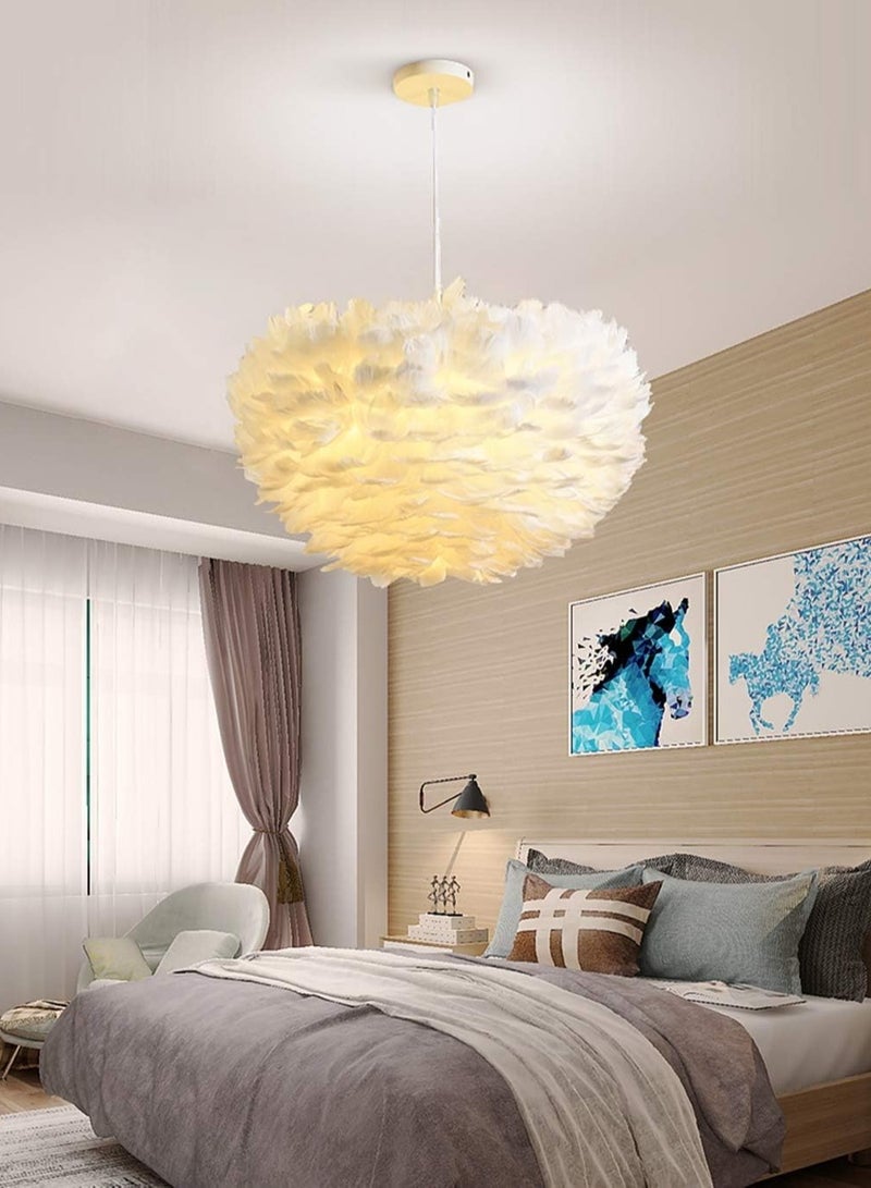 Organized Home Ceiling Lamps Feather Chandelier Hanging Lamp for Children's Room Living Room Bedrooms Restaurant White - Image 1