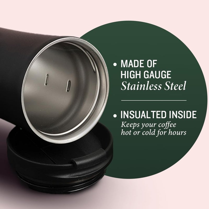 Sleepy Owl Travel Mug | Insulated Coffee Mug with Lid | Spill & Leak Proof | Stainless Steel Tumbler| 6 Hrs Hot & Cold Tea Coffee | 480 ML Sipper Bottle | Suitable for Office and Travelling - Image 3