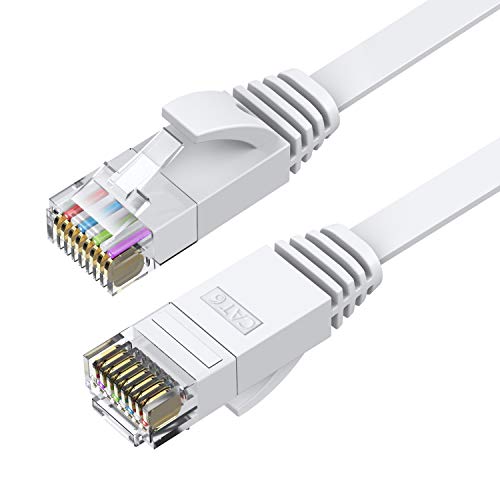 BUSOHE Cat6 Ethernet Cable 75 FT White, Cat-6 Flat RJ45 Computer Internet LAN Network Ethernet Patch Cable Cord, Faster Than Cat5e/Cat5, RJ45 LAN Wire with Clips - 75 Feet - Image 2