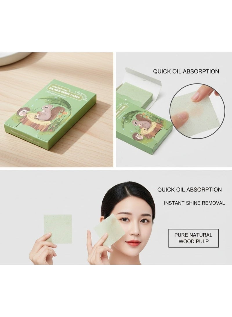مناديل ماصّة للزيوت للبشرة الدهنية – 100 ورقة لإزالة اللمعان والتحكم في الدهون بدون إفساد المكياج - Image 1