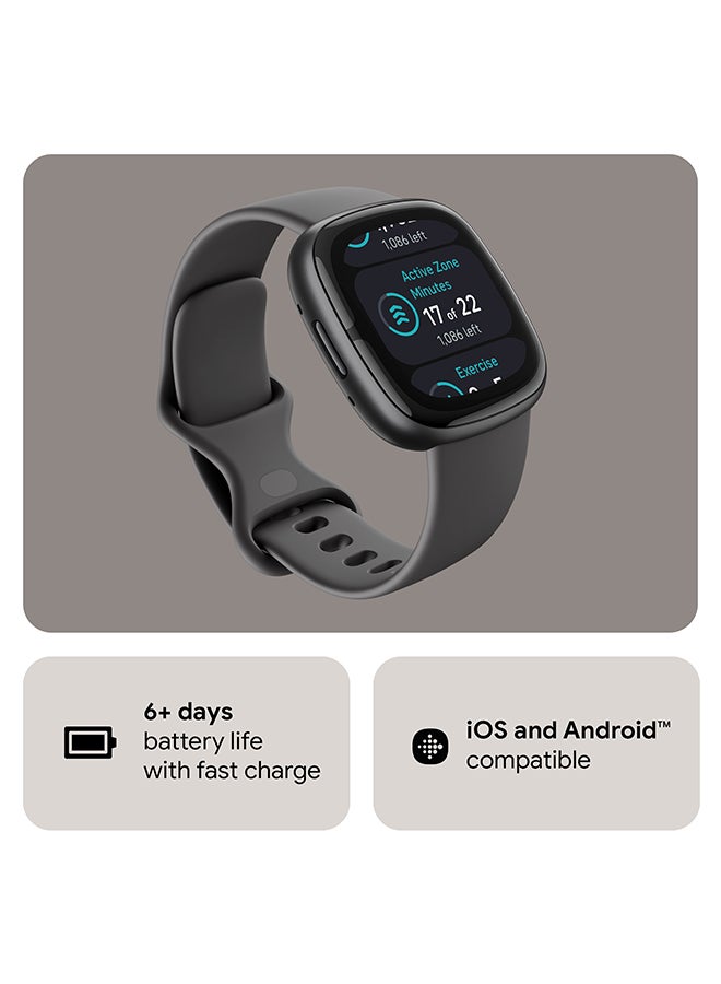 Fitbit Sense 2, Health and Fitness Smartwatch with built-in GPS, advanced health features, up to 6 days battery life - compatible with Android and iOS Graphite / Graphite Aluminium - Image 2