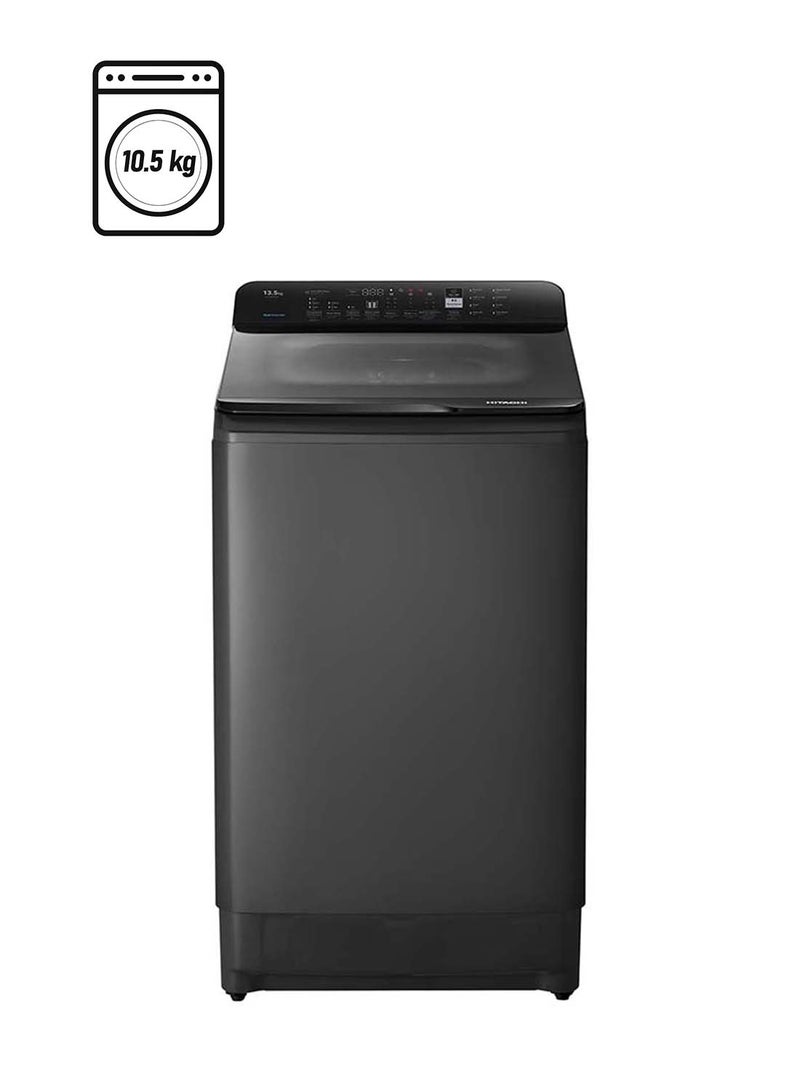 Hitachi Top Load Washing Machine 10kg, Inverter, Dual Waterfall, Air Jet Dry, Auto Self Clean, Stain Program, Soft Close Lid, Graphite Gray – LTLH0PMVW0TGG 10.5 kg LTLH0PMVW0TGG Gray - Image 1