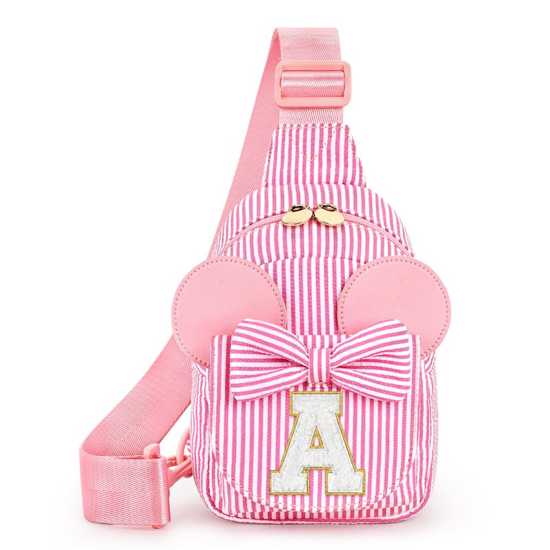 mibasies Easter Basket Stuffers for Toddler Girl Gifts, Initial Sling Bag, 4 Year Old Girl Birthday Gifts, Letter A - Image 1