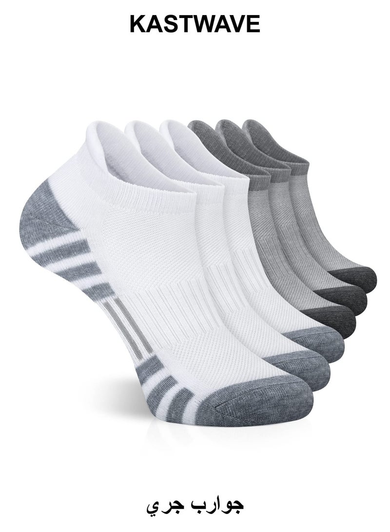 KASTWAVE Ankle Athletic Running Socks Cushioned Breathable Low Cut Sports Tab Socks for Men and Women (6 Pairs) - Image 1