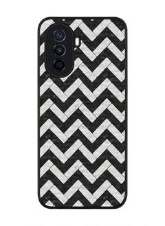 Stylizedd Rugged Black edge case for Huawei Nova Y70  Slim fit Soft Case Flexible Rubber Edges Anti Drop TPU Gel Thin Cover - Chevron Tiles  - Image 1