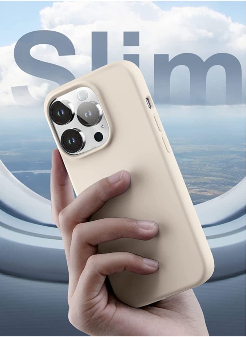 Raxoom [5 in 1 Compatible with iPhone 14 Pro Max Case, with 2 Pack Screen Protector + 2 Pack Camera Lens Protector, Silicone Shock-Proof Phone Case [Anti-Scratch Microfiber Lining], White Stone - Image 4