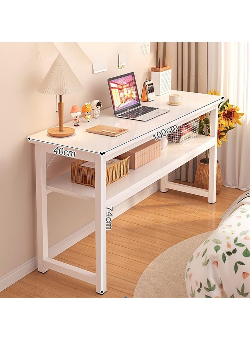 LEDIN - Computer Desk, Computer Laptop Table Desk Office Desk Study Writing Desk Easy Assembly, Computer Desk Modern Simple Style for Home Office (2 layer) - Image 1