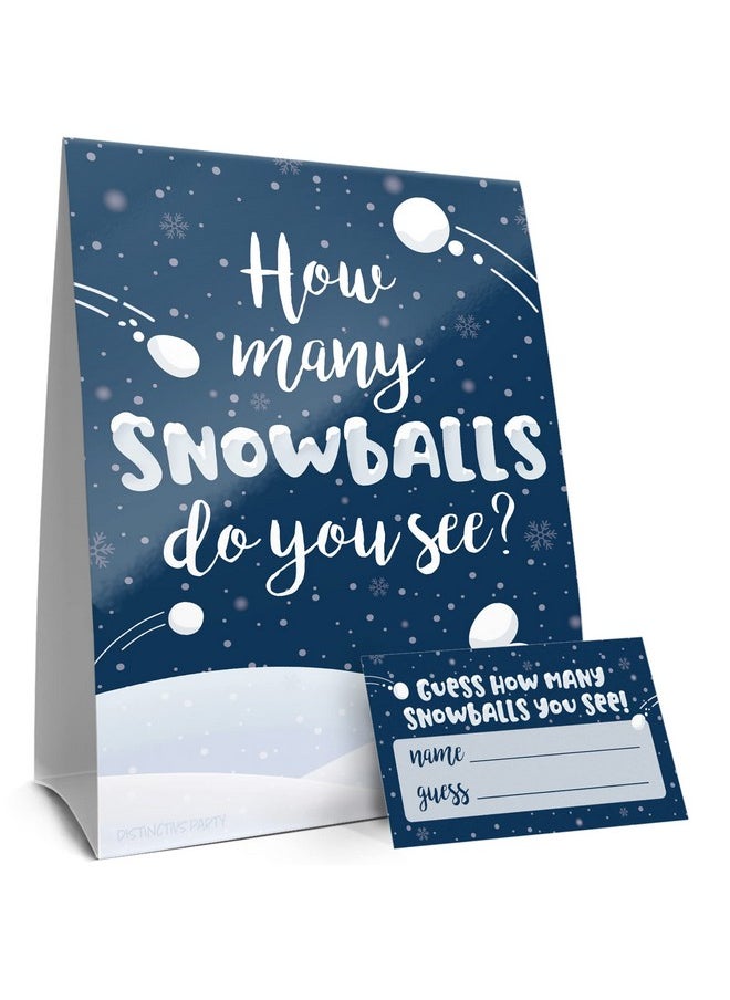 DISTINCTIVS Winter Holiday Party Games How Many Snowballs Do You See Guessing Game Sign And 30 Cards Winter Wonderland Classroom Snow Day Party Or Little Snowflake (1 Sign And 30 Guessing Cards)  - Image 1