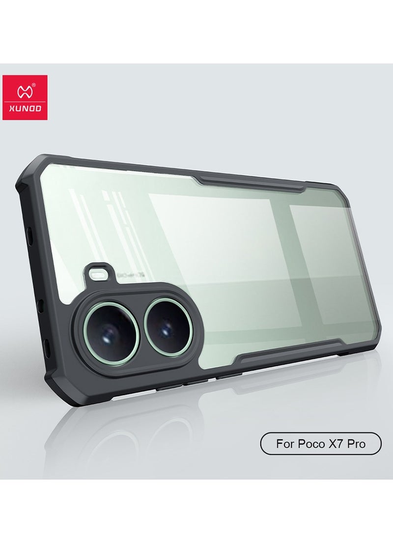 XUNDD - for Xiaomi POCO X7 Pro Case, Camera Protection, Soft TPU Cover, Transparent/Black - Image 1