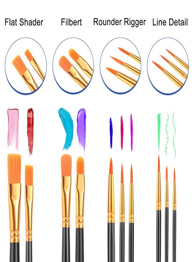 ESRICH Paint Brush Set,6 Packs 60 Pcs Nylon Hair Paint Brushes for Acrylic Painting,Artist Paintbrushes for Acrylic,Oil,Watercolor Painting,Face Nail Art,Paint Brushes for Kids,Black - Image 3