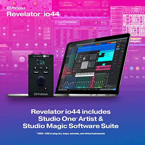 PreSonus Revelator io44 USB-C Audio Interface for music production and streaming with built-in mixer and easy-to-use effects presets plus Studio One DAW Recording Software - Image 3