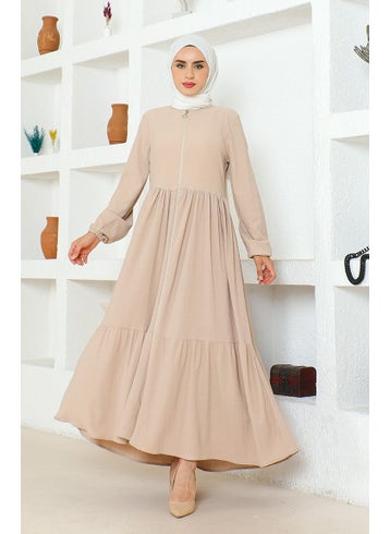 Bürümcük Fabric Shirred Zippered Abaya 1018-02 Mink - pzsku/ZB2E7D0EFB0C0AB1124ABZ/45/_/1738793223/899c31ec-8299-4158-89bd-0272b42ee638