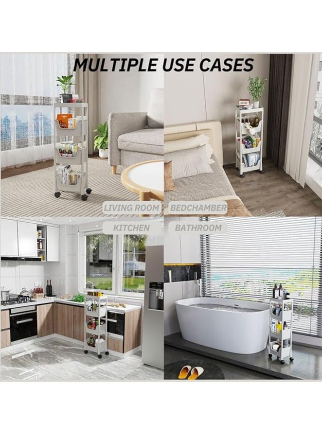 Arabest 4-Tier Plastic Rolling Utility Cart - Multifunctional Storage Cart with Lockable Wheels, Storage Cart Organizer for Bedroom, Living Room, Kitchen, Bathroom, Office, Dark Gray - Image 2