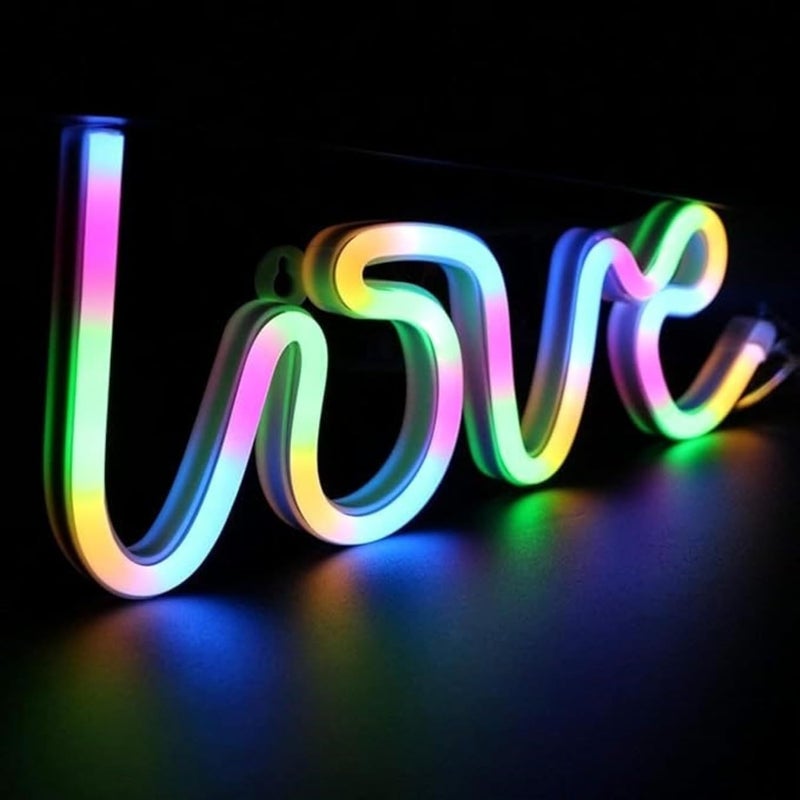 HUMAIZAR LOVE Neon LED Light – USB & Battery Operated | Romantic Decor for Bedroom, Home, Coffee Shop | Rakhi, Diwali & Gift for Her, Lover’s Room Light (MULTI COLOR) - Image 3