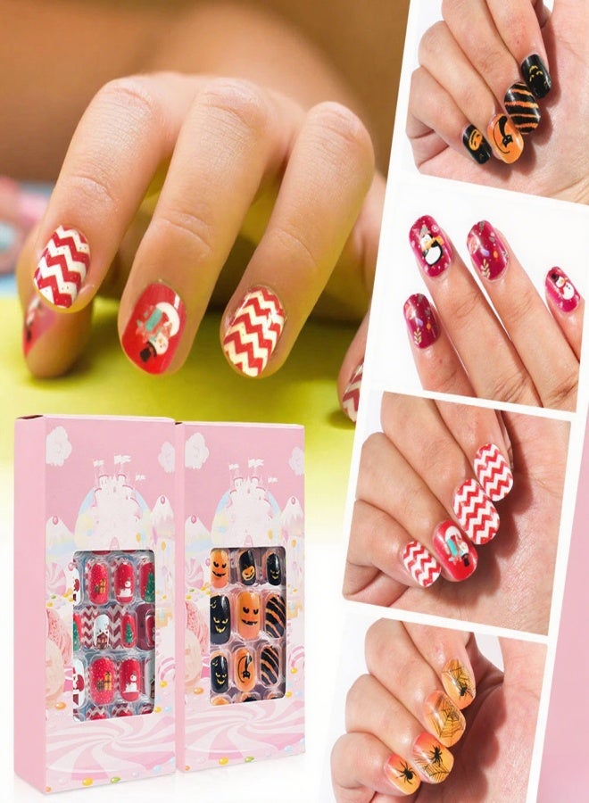 DOUBORQ 120Pcs/Set Cute Self-adhesive Nail Tips Press on False Nails for Children DIY Nail Art Kids Gift - Image 5